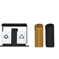 Public Facilities With Various Types of Trash Bins for Waste Disposal