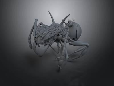Detailed Digital 3D Ant Model With Textured Exoskeleton And Extended Legs 3d model
