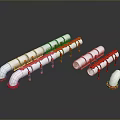 Modern Hanging Tubular Lighting Combination With White Red Accents And LED Lamps Design