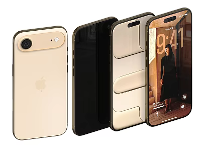 Apple iPhone Models With Various Color Back Design And Front Screen Display Time 3d model