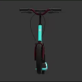 Turquoise Sports Equipment Scooter With Red Frame Black Wheels And Modern Design
