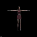 Tech Exhibition Hall Showcasing 3D Female Character Model in Red Outfit