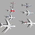 Collection Of Different Airplane Models Including Commercial Jets And Helicopters
