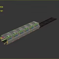 Long Industrial Structure 3D Model With White Roof Units And Reflective Base