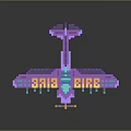 Pixel Art Purple Airplane with Yellow and Blue Details Numbers 9919 and Letters BIRB