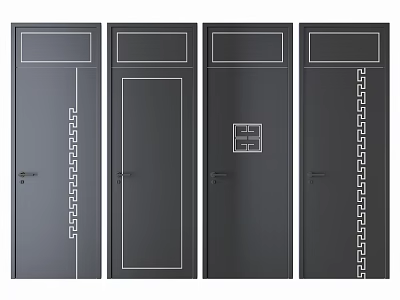 New Chinese Style Flat Door Room Door 3d model