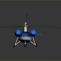 Modern Helicopter In Blue And White With Sleek Body And Rotors