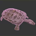 Ancient Carved And Painted Turtle Sculpture With Detailed Design Patterns 3d model