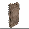Ancient Ruined Stone Wall With Rough Brickwork And Weathered Texture Isolated On Dark Background