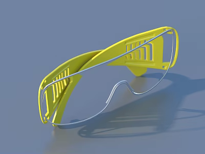 Yellow Frame Protective Eyewear With Transparent Lenses For Everyday Safety Use 3d model