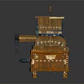 Vintage Mechanical Equipment with Wooden Structure Ornate Gears and Brass Accents