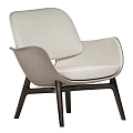 Modern Leather Dining Chairs With Curved Backrest And Sturdy Wooden Legs Design