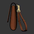 Brown Leather Clutch With Gold H Logo And Elegant Smooth Design