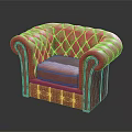 Classic Single Sofa With Leather Upholstery Diamond Tufted Back Curved Arms And Button Details