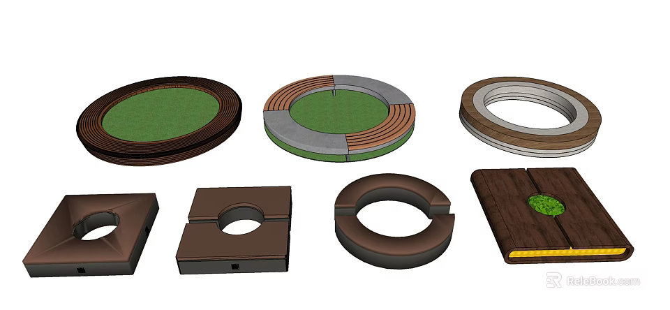 Tree Planters With Different Shapes And Materials For Outdoor Landscape Design 3d model