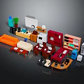 Colorful Modern Furniture Collection Featuring Sofa Bookshelf Desk Cabinet And Coffee Table