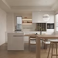 Modern Living and Dining Room Interior With Wooden Shelves Sofa Coffee Table and TV