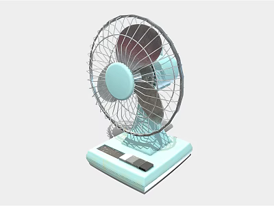 Modern Air Conditioner Fan With Light Blue Base And Metal Grille 3d model