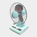Modern Air Conditioner Fan With Light Blue Base And Metal Grille