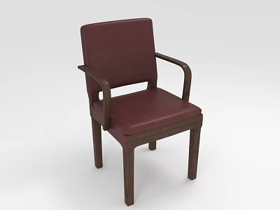 Burgundy Leather Armchair With Wooden Arms And Legs And Modern Design 3d model