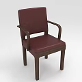 Burgundy Leather Armchair With Wooden Arms And Legs And Modern Design