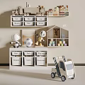 Children's Bookshelf with Labeled Compartments Astronaut Figures Soccer Ball and Truck Toy
