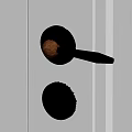 Elegant Door Handle With Wooden Knob And Metal Lever On White Door