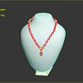 Gold Necklace With Chain Link Design Round Pendant On White Mannequin Transparent Base