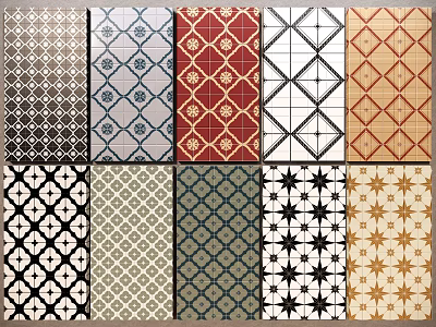 Wall Decorations Tiles Small Tiles Seamless Ceramic Mosaic Houndstooth Retro Chinese Traditional Patchwork Pattern 3d model