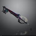 Ornate Fantasy Sword With Blue Red Details Metallic Structure And Chain