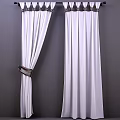 White Sheer Curtains Tied Open With Green Trees View And Sunlight