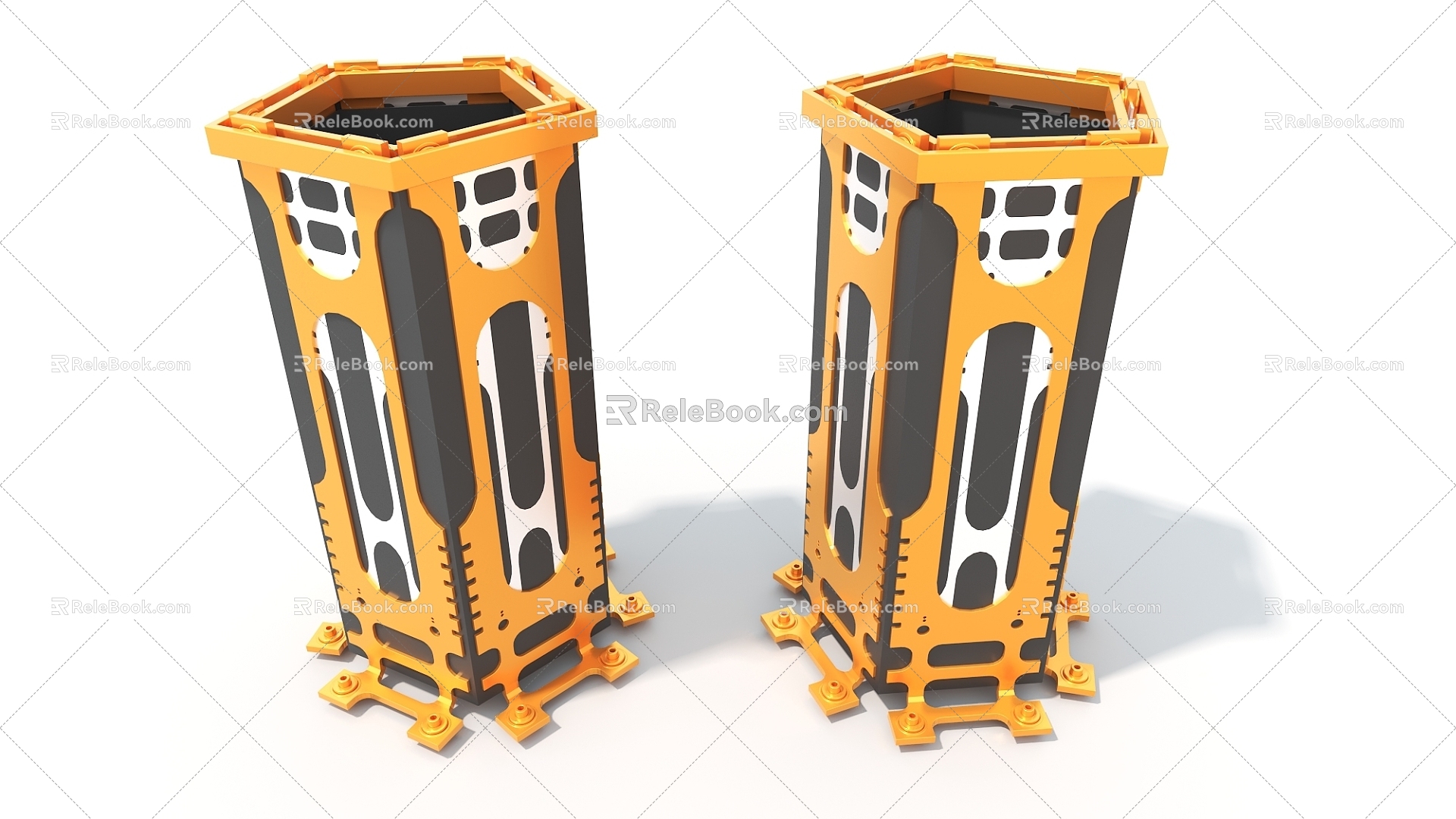 Polygon industrial parts machine cube hard surface high tech industrial parts 3d model