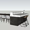Modern Dining Table Set With Light Chairs Dark Island Sink And Bar Stools