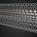 Various Decorative Metal Chain And Hexagonal Circular Patterns Arranged Neatly On Black Background