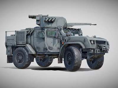 Military Armored Car With Heavy Armor Weapon Systems And Reinforced Tires 3d model