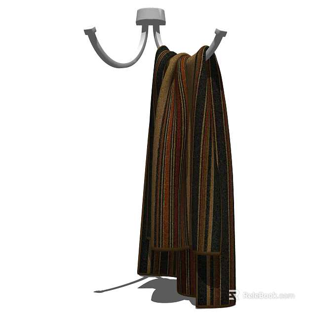Colorful Striped Cotton Towel Hanging On White Ring For Bathroom Decor 3d model 