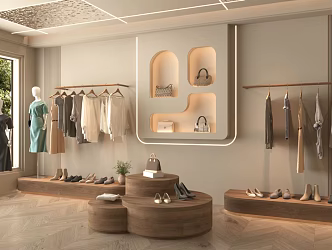 Modern Clothing Store Clothing Store Clothing Bag Store Clothes Hanger 3d model