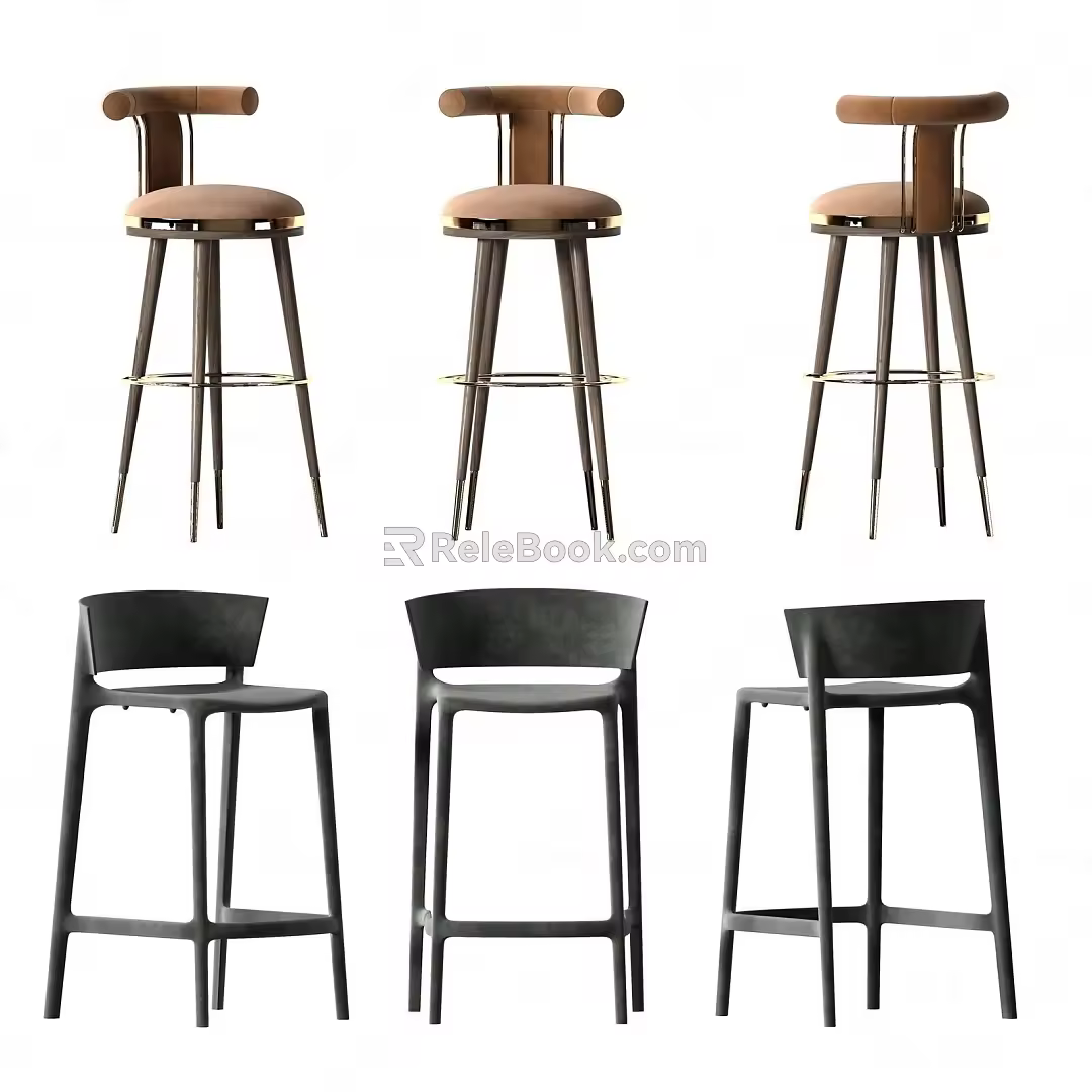 Modern Bar Chair Combination 3d model