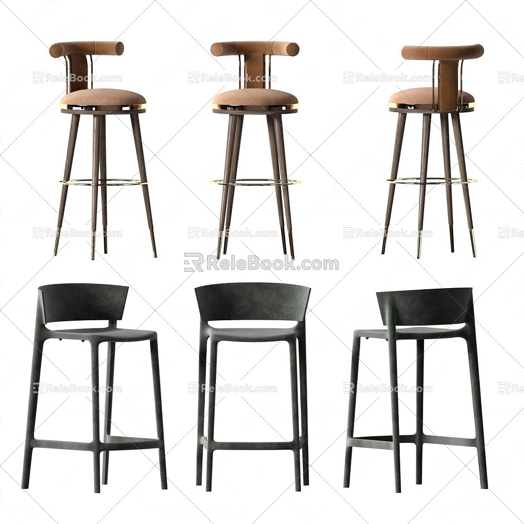 Modern Bar Chair Combination 3d model