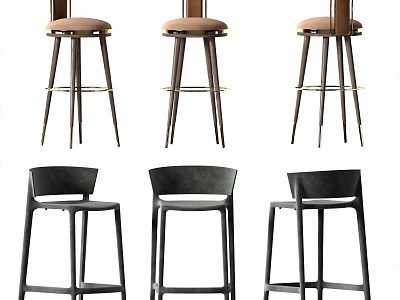 Modern Bar Chair Combination 3d model