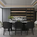 Modern Living And Dining Area Interior With Open Concept Large Windows City View Sofa Fireplace
