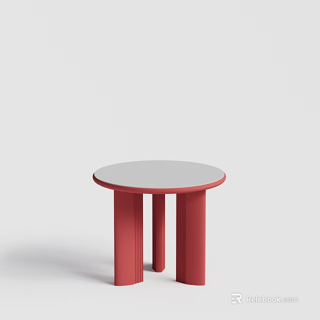 Round Bar Counter With Red Legs And White Top Modern Design 3d model 