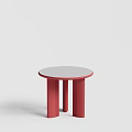 Round Bar Counter With Red Legs And White Top Modern Design