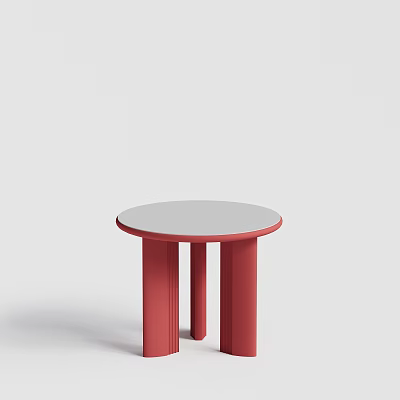 Round Bar Counter With Red Legs And White Top Modern Design 3d model