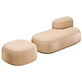 Soft Beige Fabric Ottoman And Chaise Lounge With Rounded Design 3d model