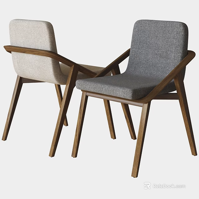 Modern Accent Chair With Wooden Frame Upholstered Seat Beige Gray Minimalist Design 3d model 