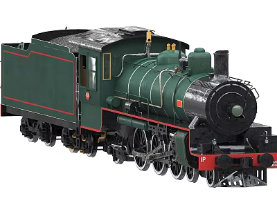 Vintage Green And Black Steam Train Locomotive With Red Accents Classic Design 3d model