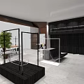 Modern Stylish Clothing Store Interior Featuring Clothing Racks Table And Green Plant