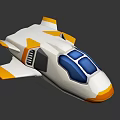 Cartoon Airplane 3D Model With White Orange Blue Stylish Design And Transparent Windows