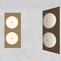 Wall Lamps With Two Circular Shades And Light Dark Brown Frames 3d model